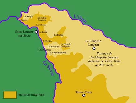 Carte 2 – La fondation de la paroisse de La Chapelle-Largeau isole l'Enclave