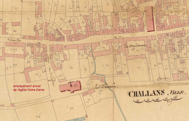 L'ancienne église sur le cadastre de Challans (1832)