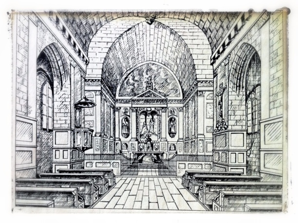 L'intérieur de l'église Saint-Pierre au milieu du XIXème siècle