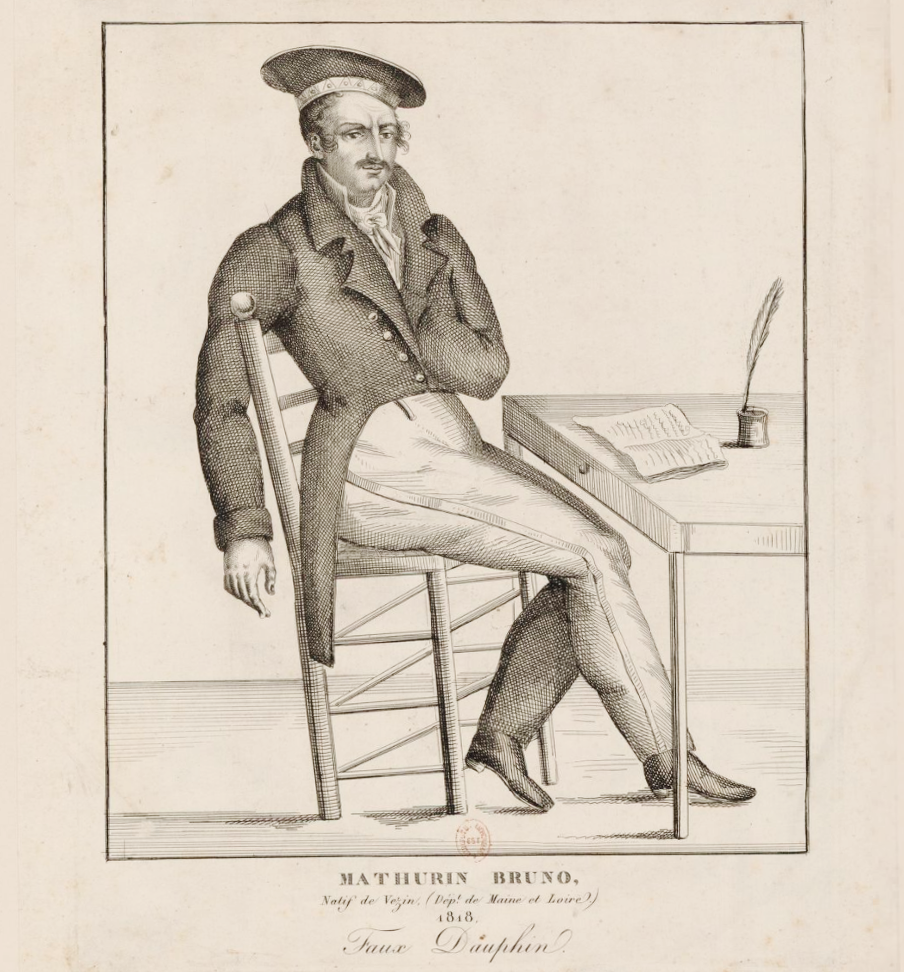 Portrait de Mathurin Bruneau , en pied, assis devant une table, 1818 (BnF)